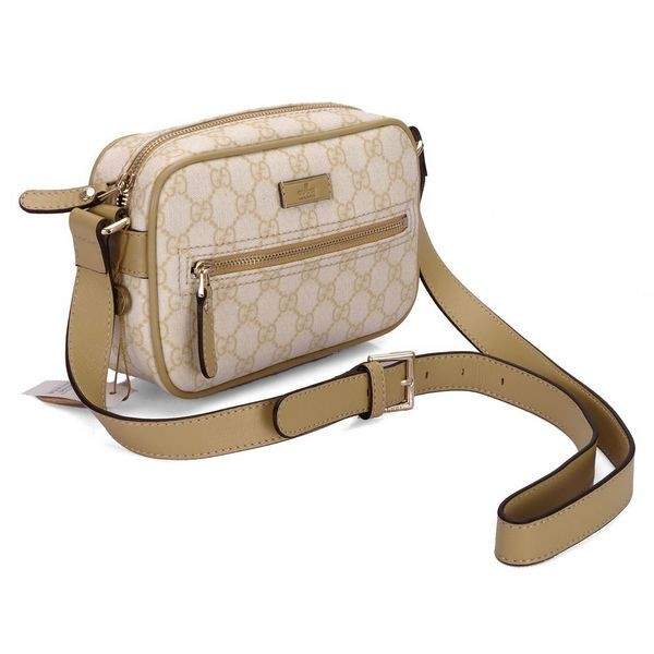 1:1 Gucci 201447 Men's Small Shoulder Bag-Beige/Apricot GG Plus